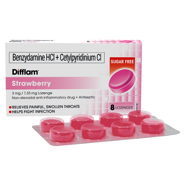 Difflam Anti-inflammatory & Antiseptic Lozenges - Strawberry