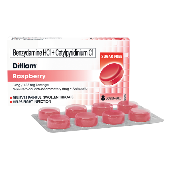 Difflam Anti-inflammatory & Antiseptic Lozenges - Raspberry